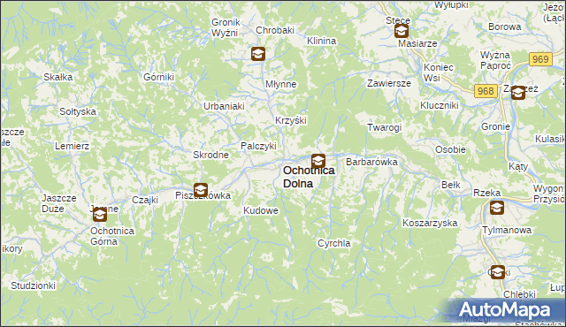 mapa Ochotnica Dolna, Ochotnica Dolna na mapie Targeo