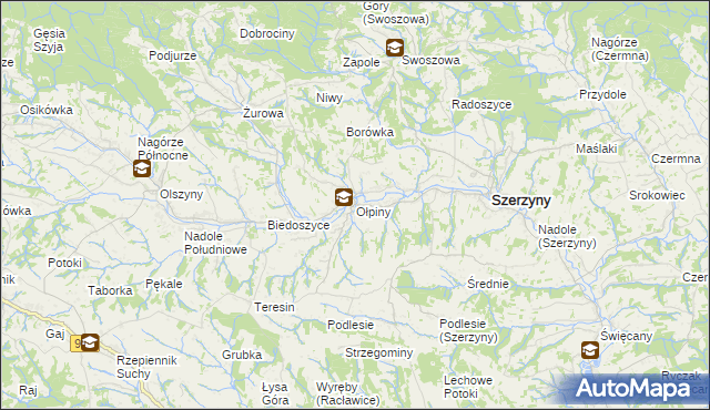 mapa Ołpiny, Ołpiny na mapie Targeo