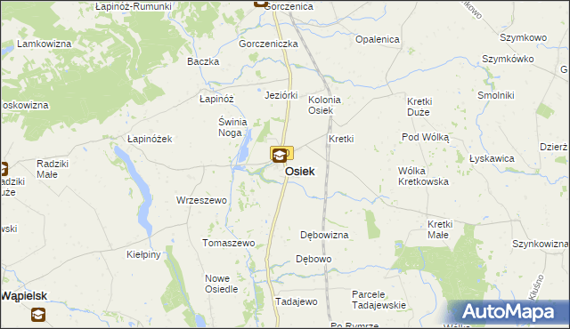 mapa Osiek powiat brodnicki, Osiek powiat brodnicki na mapie Targeo