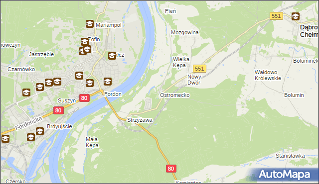 mapa Ostromecko, Ostromecko na mapie Targeo