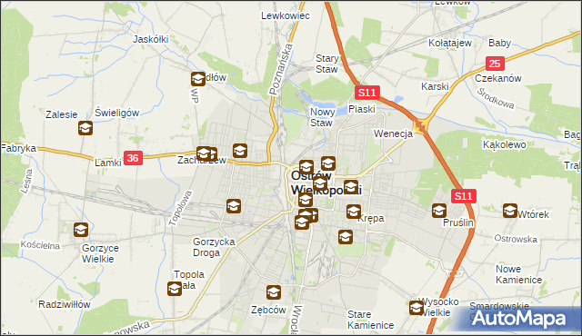 mapa Ostrów Wielkopolski, Ostrów Wielkopolski na mapie Targeo