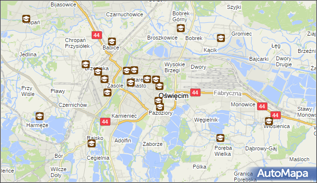 mapa Oświęcimia, Oświęcim na mapie Targeo