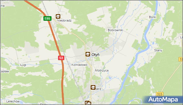 mapa Otyń, Otyń na mapie Targeo