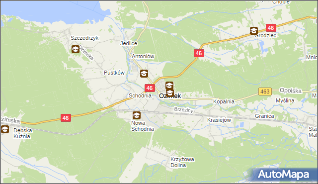 mapa Ozimek, Ozimek na mapie Targeo