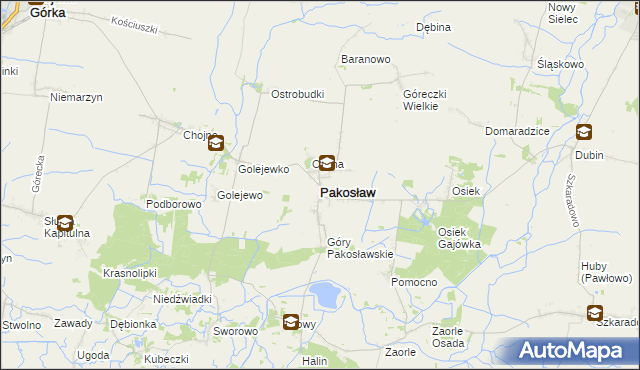 mapa Pakosław powiat rawicki, Pakosław powiat rawicki na mapie Targeo