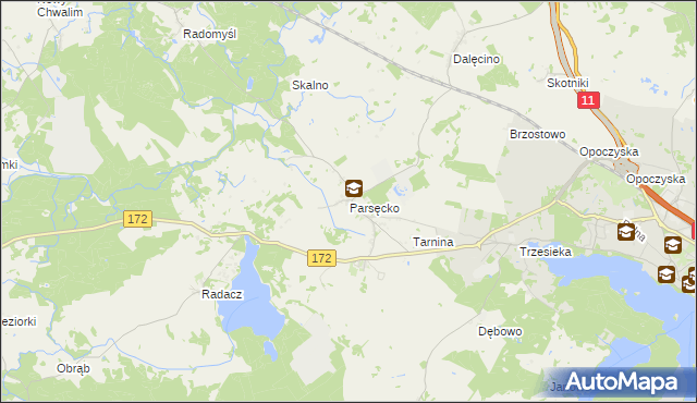 mapa Parsęcko, Parsęcko na mapie Targeo