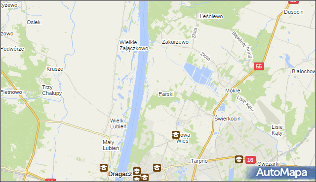 mapa Parski gmina Grudziądz, Parski gmina Grudziądz na mapie Targeo