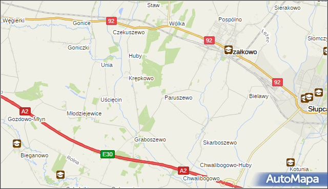 mapa Paruszewo, Paruszewo na mapie Targeo