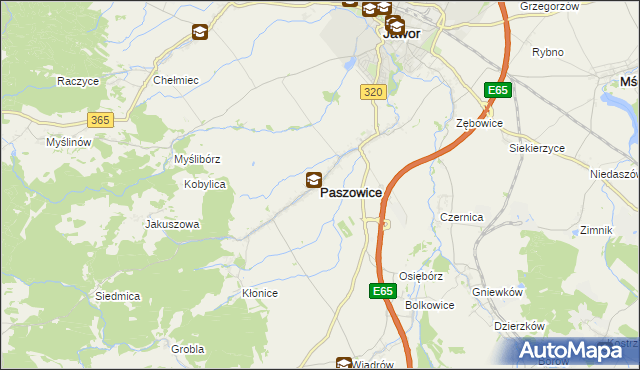 mapa Paszowice, Paszowice na mapie Targeo