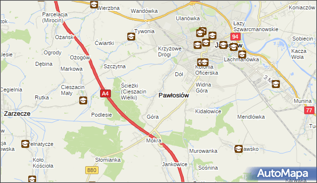 mapa Pawłosiów, Pawłosiów na mapie Targeo