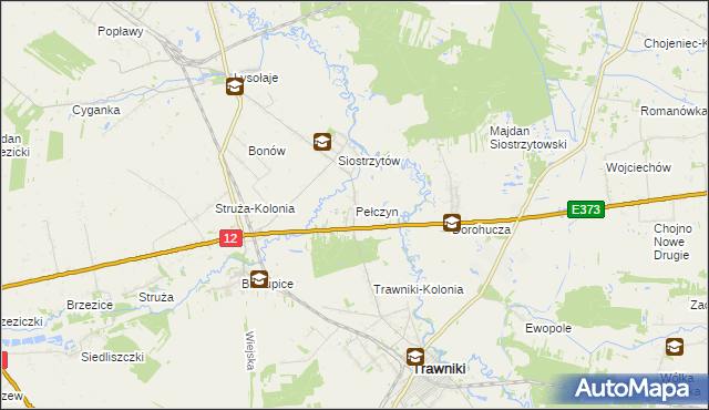 mapa Pełczyn gmina Trawniki, Pełczyn gmina Trawniki na mapie Targeo