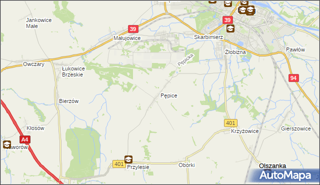 mapa Pępice gmina Skarbimierz, Pępice gmina Skarbimierz na mapie Targeo