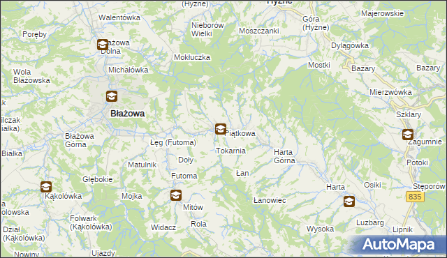 mapa Piątkowa gmina Błażowa, Piątkowa gmina Błażowa na mapie Targeo