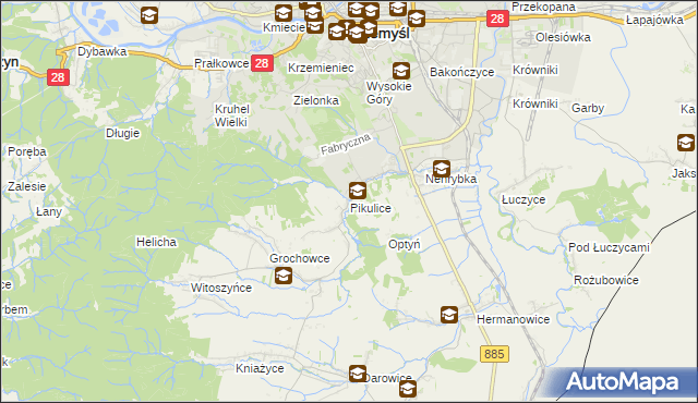 mapa Pikulice, Pikulice na mapie Targeo