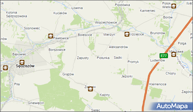 mapa Piołunka, Piołunka na mapie Targeo