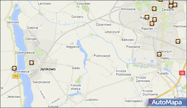 mapa Piotrkowice gmina Inowrocław, Piotrkowice gmina Inowrocław na mapie Targeo