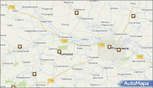 mapa Piotrkowice Małe, Piotrkowice Małe na mapie Targeo