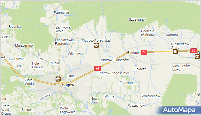 mapa Piotrów-Gułaczów, Piotrów-Gułaczów na mapie Targeo
