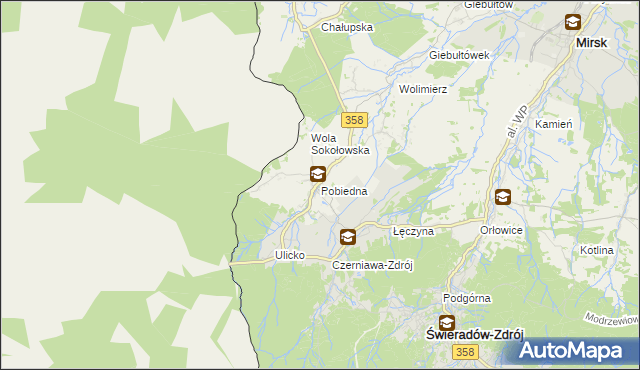 mapa Pobiedna gmina Leśna, Pobiedna gmina Leśna na mapie Targeo