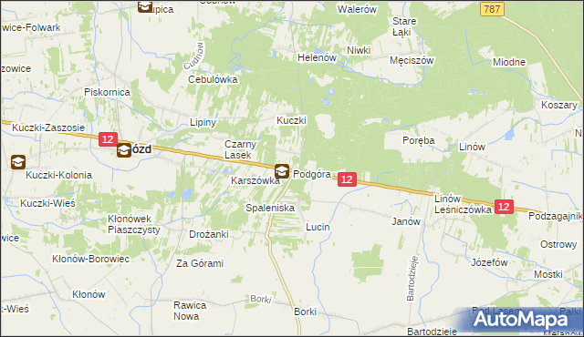 mapa Podgóra gmina Gózd, Podgóra gmina Gózd na mapie Targeo