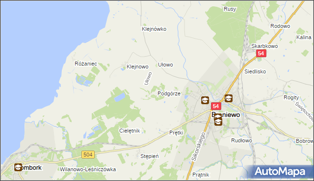 mapa Podgórze gmina Braniewo, Podgórze gmina Braniewo na mapie Targeo