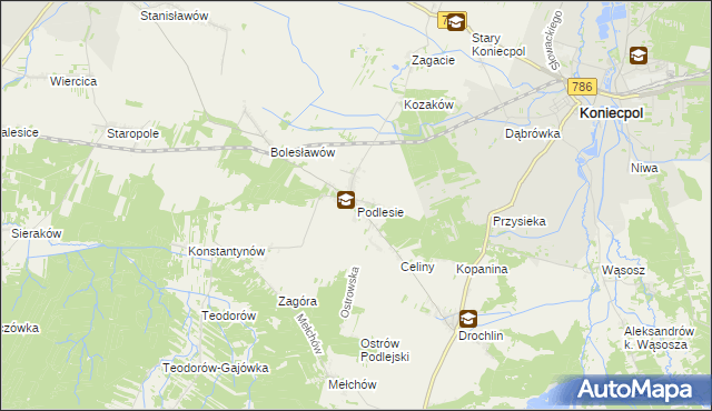 mapa Podlesie gmina Lelów, Podlesie gmina Lelów na mapie Targeo