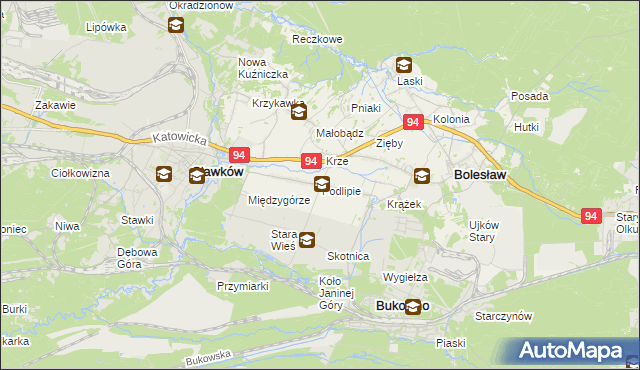 mapa Podlipie gmina Bolesław, Podlipie gmina Bolesław na mapie Targeo