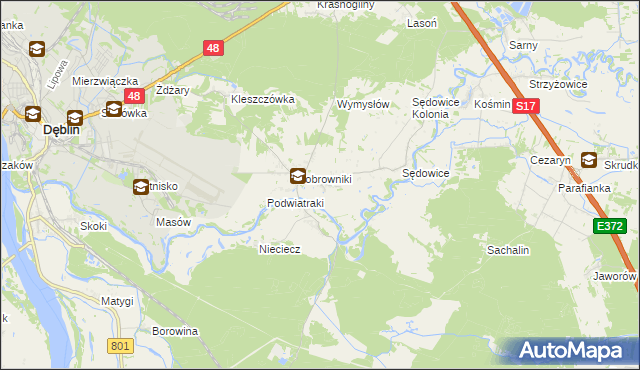 mapa Podwierzbie gmina Ryki, Podwierzbie gmina Ryki na mapie Targeo
