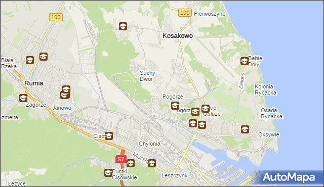 mapa Pogórze gmina Kosakowo, Pogórze gmina Kosakowo na mapie Targeo