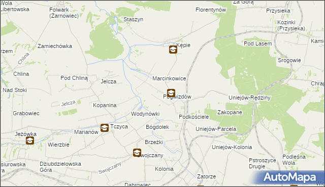 mapa Pogwizdów gmina Charsznica, Pogwizdów gmina Charsznica na mapie Targeo