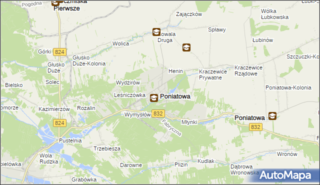 mapa Poniatowa powiat opolski, Poniatowa powiat opolski na mapie Targeo