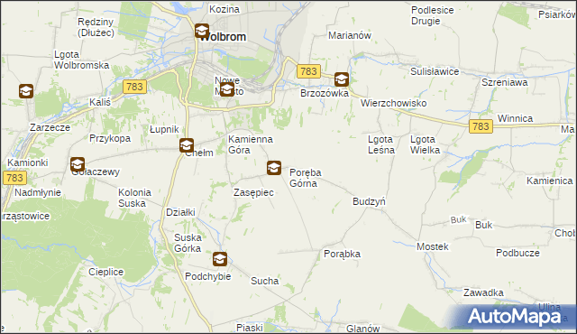 mapa Poręba Górna, Poręba Górna na mapie Targeo