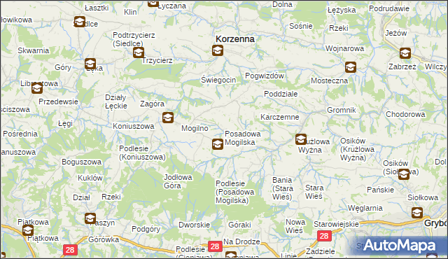 mapa Posadowa Mogilska, Posadowa Mogilska na mapie Targeo