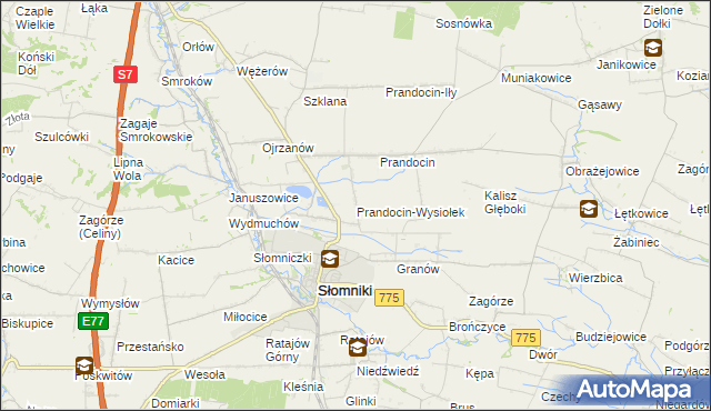 mapa Prandocin-Wysiołek, Prandocin-Wysiołek na mapie Targeo