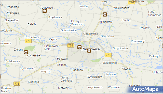 mapa Proszowice, Proszowice na mapie Targeo