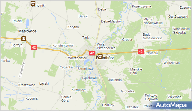 mapa Przedbórz powiat radomszczański, Przedbórz powiat radomszczański na mapie Targeo