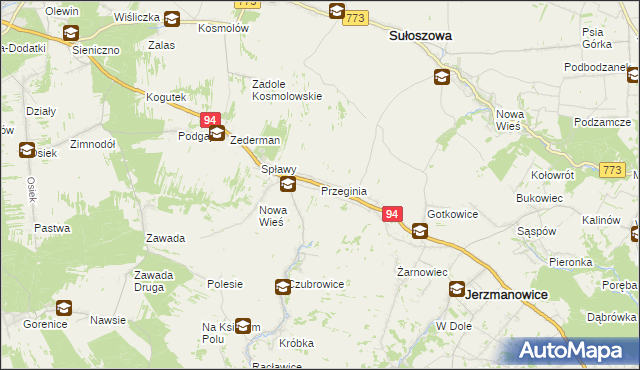 mapa Przeginia, Przeginia na mapie Targeo