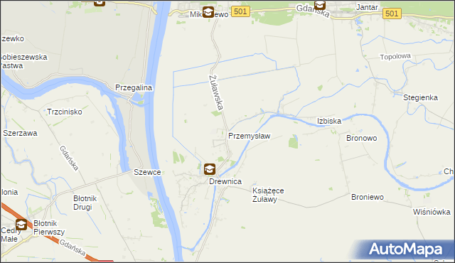 mapa Przemysław gmina Stegna, Przemysław gmina Stegna na mapie Targeo