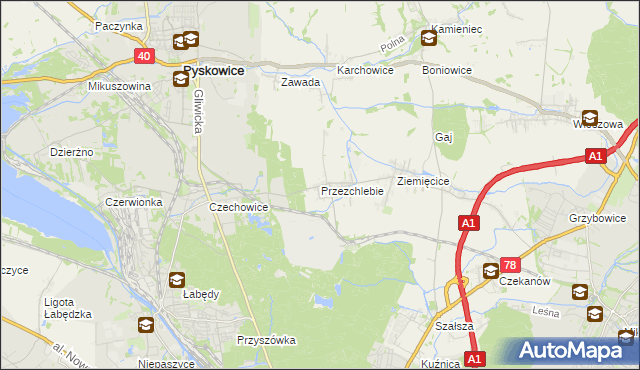 mapa Przezchlebie, Przezchlebie na mapie Targeo