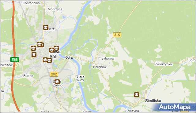 mapa Przyborów gmina Nowa Sól, Przyborów gmina Nowa Sól na mapie Targeo