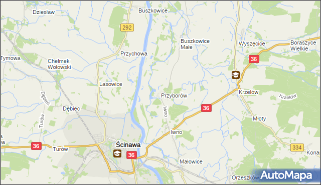 mapa Przyborów gmina Wińsko, Przyborów gmina Wińsko na mapie Targeo