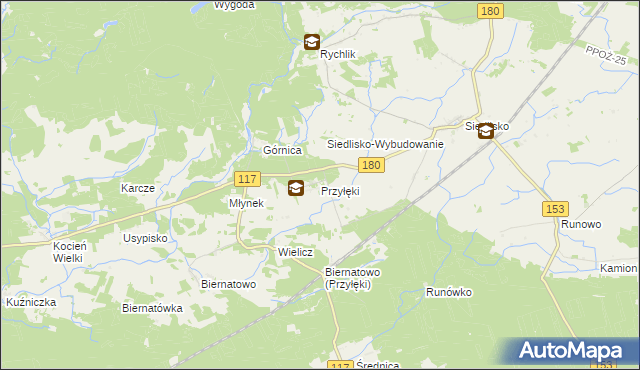 mapa Przyłęki gmina Trzcianka, Przyłęki gmina Trzcianka na mapie Targeo