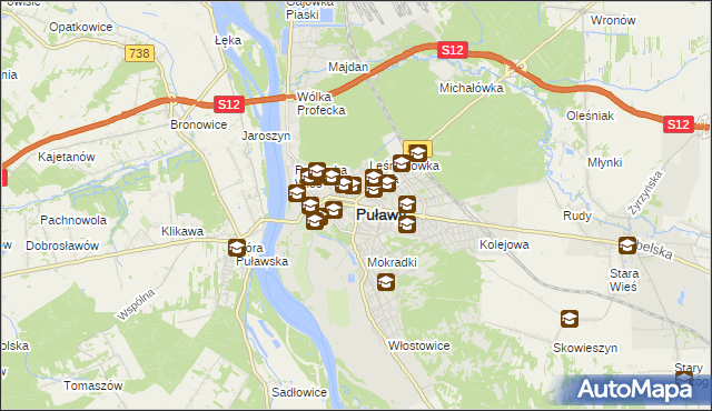 mapa Puław, Puławy na mapie Targeo