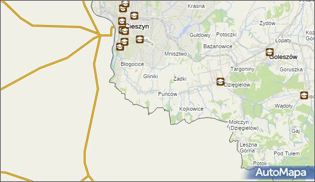 mapa Puńców, Puńców na mapie Targeo