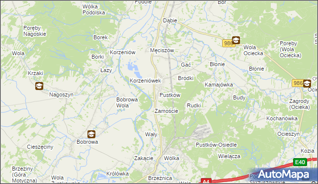 mapa Pustków gmina Dębica, Pustków gmina Dębica na mapie Targeo