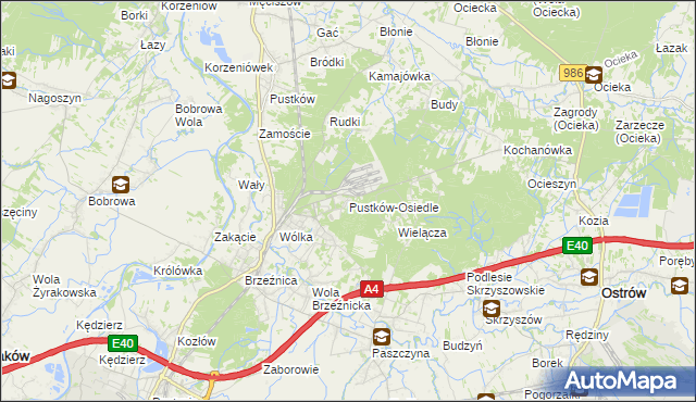 mapa Pustków-Osiedle, Pustków-Osiedle na mapie Targeo