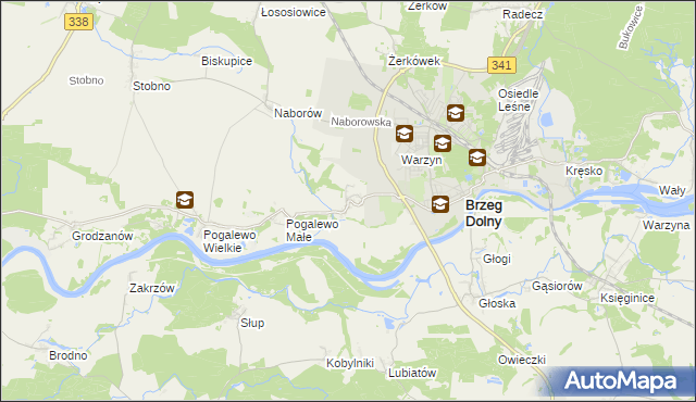 mapa Pysząca gmina Brzeg Dolny, Pysząca gmina Brzeg Dolny na mapie Targeo