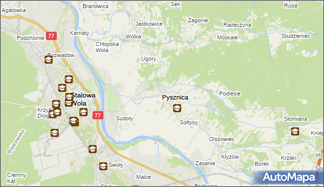 mapa Pysznica, Pysznica na mapie Targeo