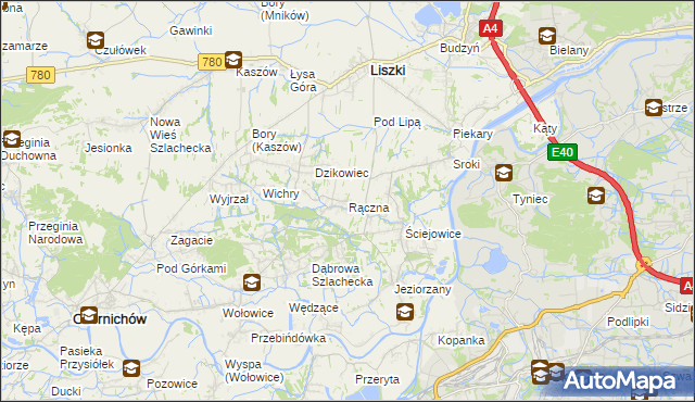 mapa Rączna, Rączna na mapie Targeo