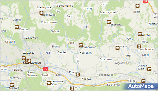 mapa Radwanowice, Radwanowice na mapie Targeo